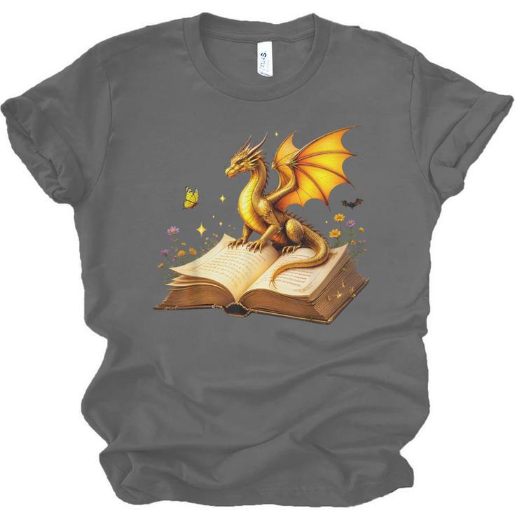 Dragon Fantasy Book Lover Bookish Reader Bookworm Wildflower Unisex Jersey T-Shirt