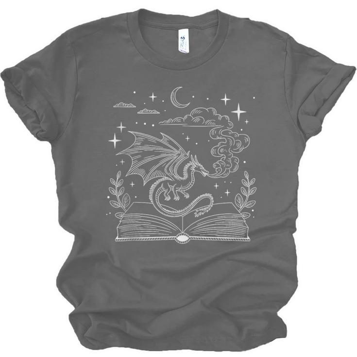 Dragon Flying Out Of Book Lover Bookworm Fantasy Novels Unisex Jersey T-Shirt Dragon Flying Out Of Book Lover Bookworm Fantasy Novels Unisex Jersey T-Shirt