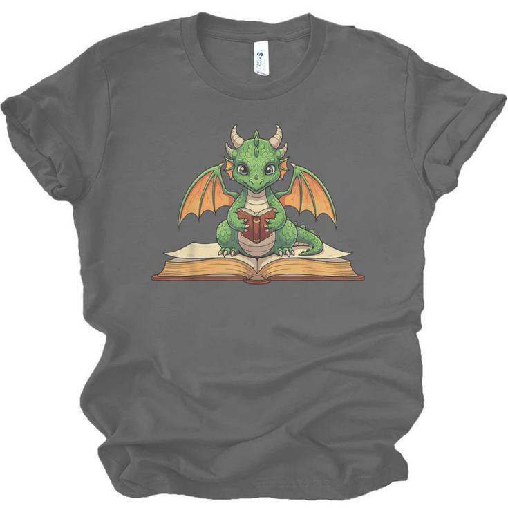 Dragon Reading Book Bookworm Unisex Jersey T-Shirt Dragon Reading Book Bookworm Unisex Jersey T-Shirt