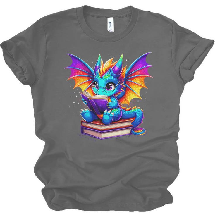 Dragon Reading a Book Bookworm Book Unisex Jersey T-Shirt