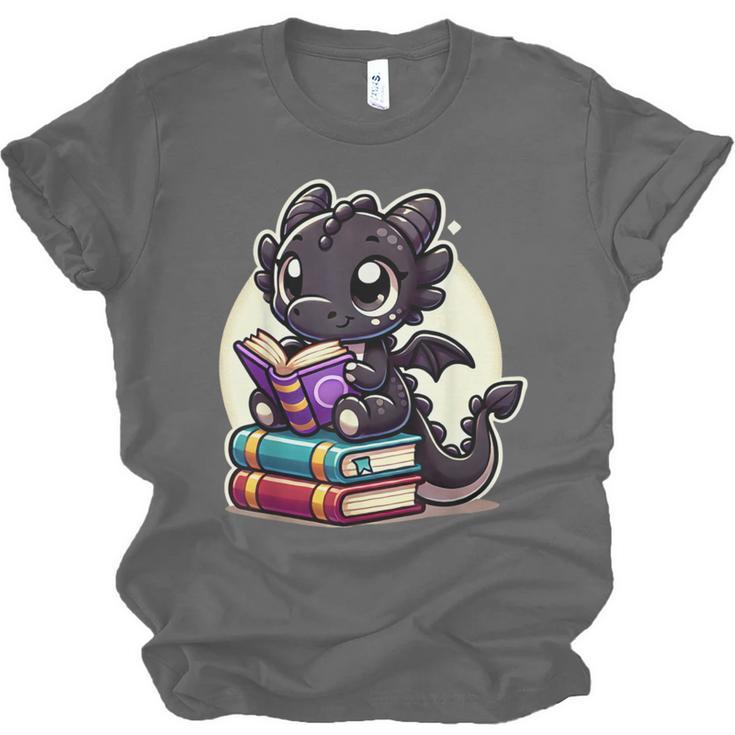 Dragon Reading A Book Cute Bookworm Book Lover Unisex Jersey T-Shirt Dragon Reading A Book Cute Bookworm Book Lover Unisex Jersey T-Shirt