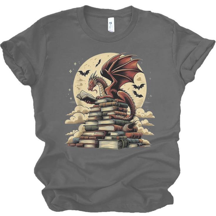 Dragon Reading a Book Dragons And Books Lover Bookworm Unisex Jersey T-Shirt Dragon Reading a Book Dragons And Books Lover Bookworm Unisex Jersey T-Shirt