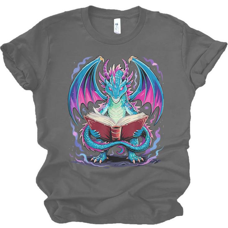 Dragon Reading Book Lover Unisex Jersey T-Shirt