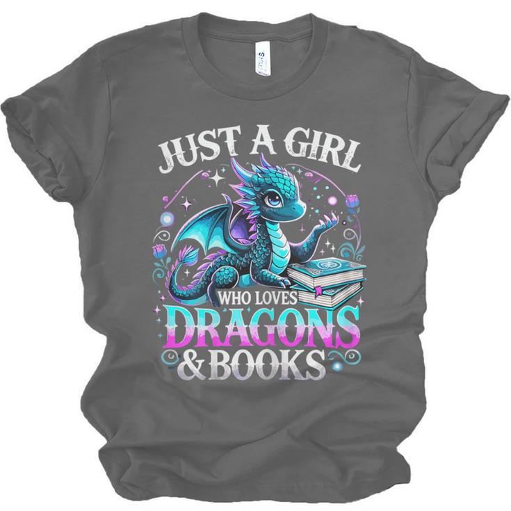 Dragon Reading Just A Girl Who Loves Dragons And Books Unisex Jersey T-Shirt