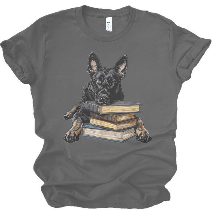 Dutch Shepherd Books Reading Dog Breed Graphic Unisex Jersey T-Shirt Dutch Shepherd Books Reading Dog Breed Graphic Unisex Jersey T-Shirt