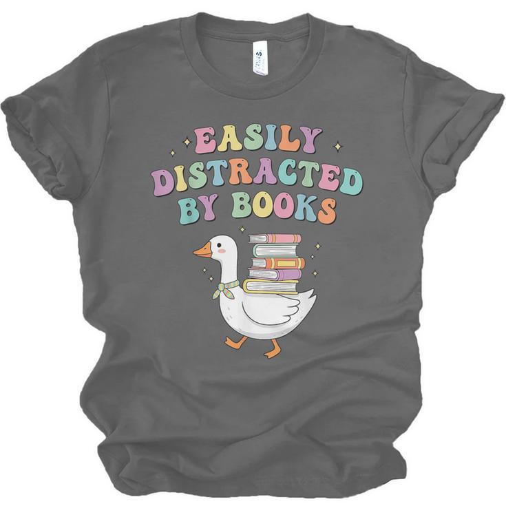 Easily Distracted By Books Silly-Goose Bookish Library Read Unisex Jersey T-Shirt