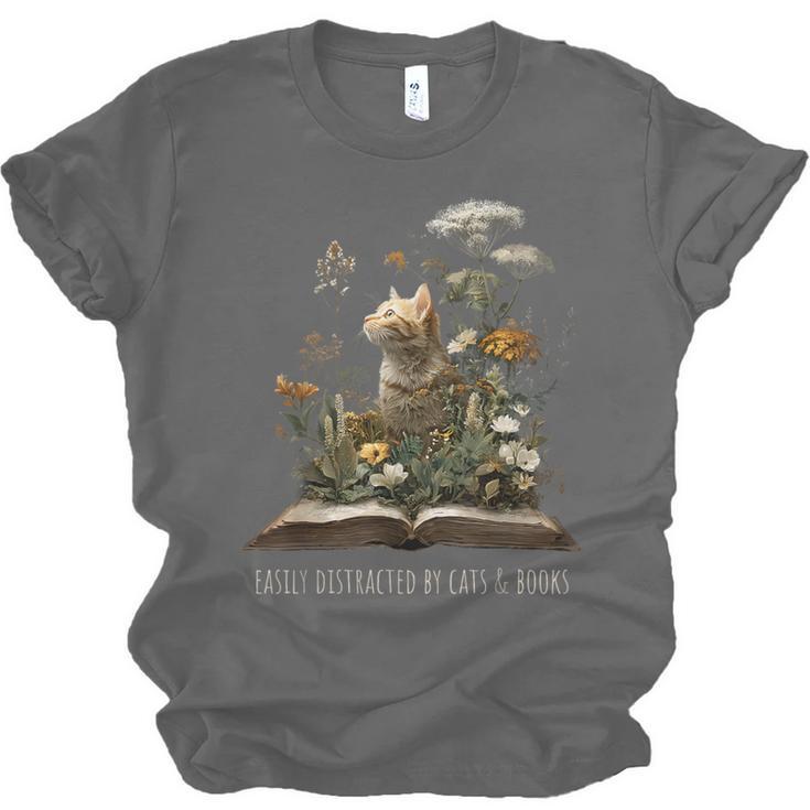 Easily Distracted By Cats And Books Unisex Jersey T-Shirt