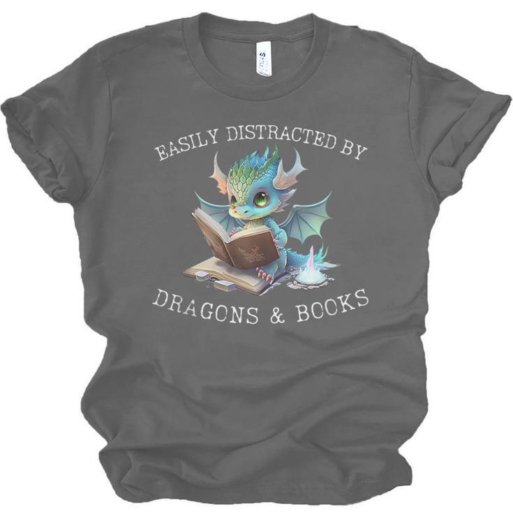 Easily Distracted By Dragons And Books Introvert Shirt Unisex Jersey T-Shirt Easily Distracted By Dragons And Books Introvert Shirt Unisex Jersey T-Shirt