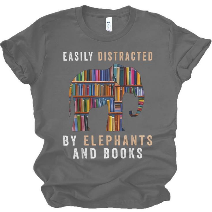 Easily Distracted By Elephants And Books Elephant Unisex Jersey T-Shirt Easily Distracted By Elephants And Books Elephant Unisex Jersey T-Shirt