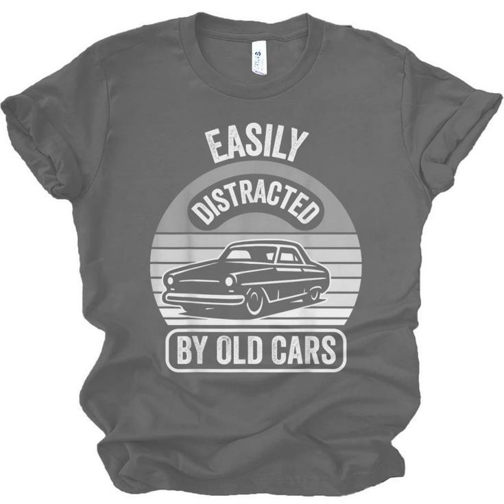 Easily Distracted By Old Cars Graphic Nostalgia Unisex Jersey T-Shirt
