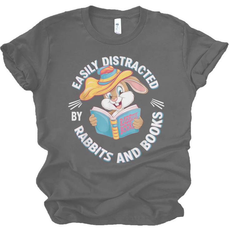 Easily Distracted By Rabbits And Books Reading Unisex Jersey T-Shirt