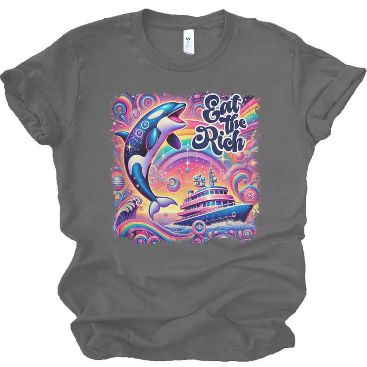EAT THE RICH 90S NOSTALGIA WHALE ORCA YAHCT RETRO Unisex Jersey T-Shirt