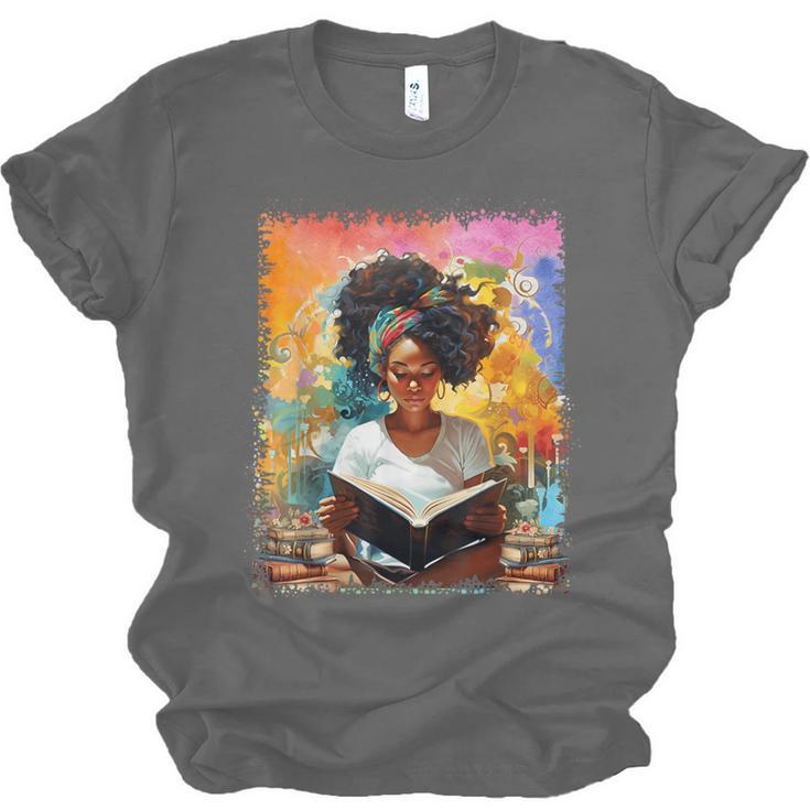 Educated Afro Girl Reading Book Lover History Month Unisex Jersey T-Shirt