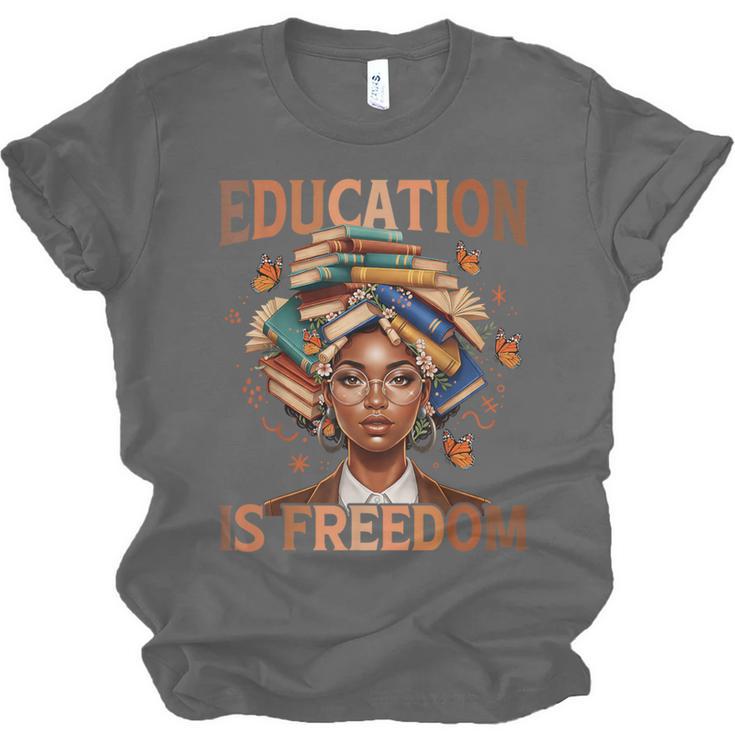 Education Is Freedom Teacher Books Black History Month Unisex Jersey T-Shirt
