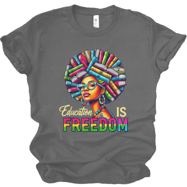 Education Freedom Teacher Books Black History Month Unisex Jersey T-Shirt