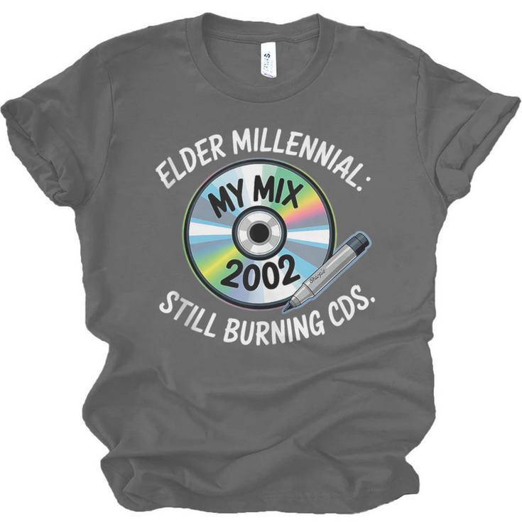Elder Millennials Embracing 90s CDs Nostalgia Vibes Unisex Jersey T-Shirt