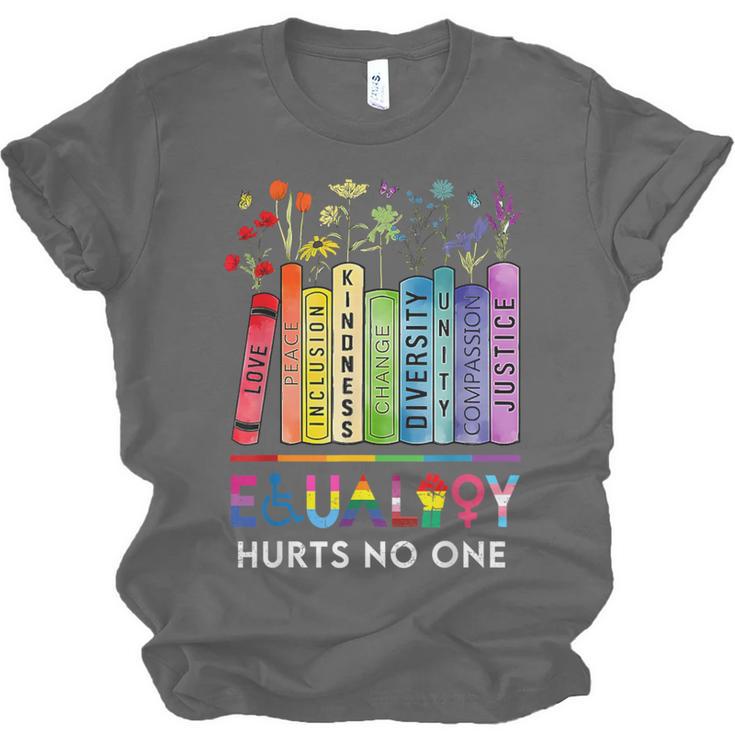 Equality Hurts No One Book Flower Rainbow Pride Month LGBTQ Unisex Jersey T-Shirt Equality Hurts No One Book Flower Rainbow Pride Month LGBTQ Unisex Jersey T-Shirt