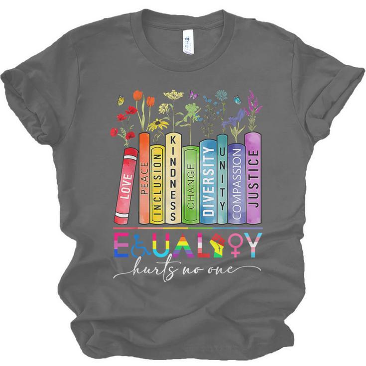 Equality Hurts No One Floral Books LGBTQ Gay Les Pride Month Unisex Jersey T-Shirt Equality Hurts No One Floral Books LGBTQ Gay Les Pride Month Unisex Jersey T-Shirt