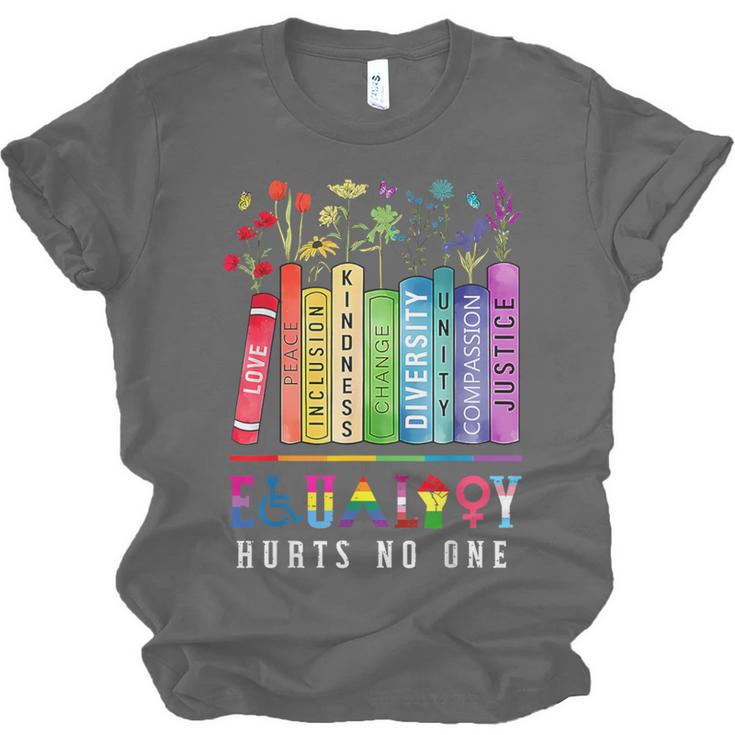 Equality Hurts No One Floral Books LGBTQ Pride Human Rights Unisex Jersey T-Shirt