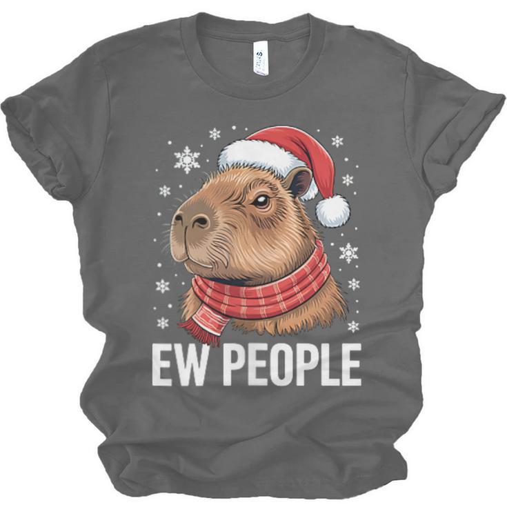 Ew People Capybara Christmas Introvert Holiday Humor Unisex Jersey T-Shirt