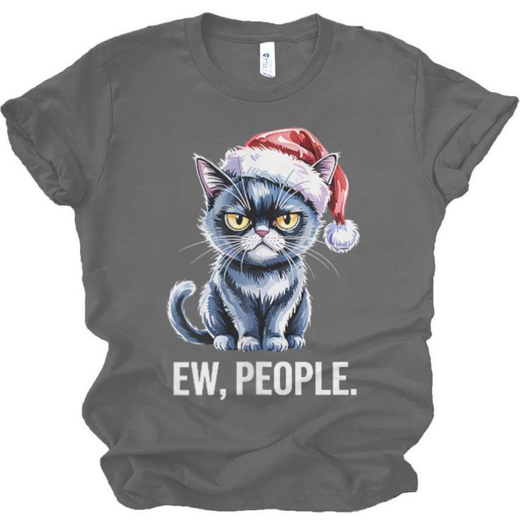 Ew People Cat Christmas Introvert Holiday Humor Unisex Jersey T-Shirt Ew People Cat Christmas Introvert Holiday Humor Unisex Jersey T-Shirt
