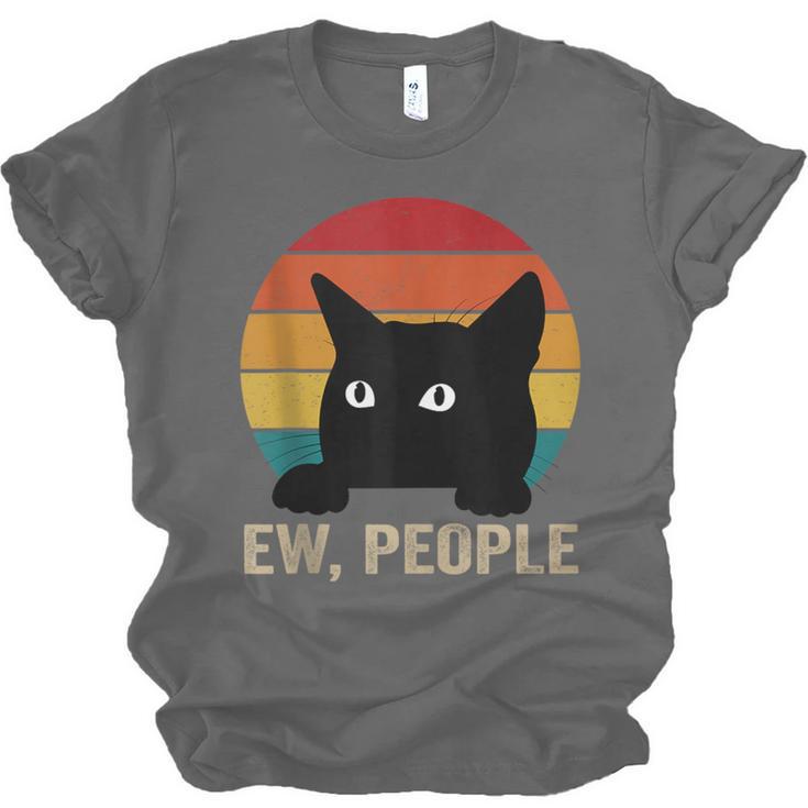 Ew People Introvert Cat Lover Cat Lady Vintage Unisex Jersey T-Shirt