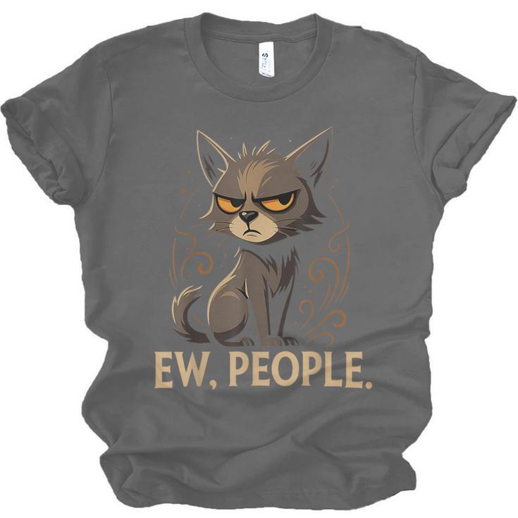 Ew People Moody Cat Sarcastic Introvert Artwork Unisex Jersey T-Shirt