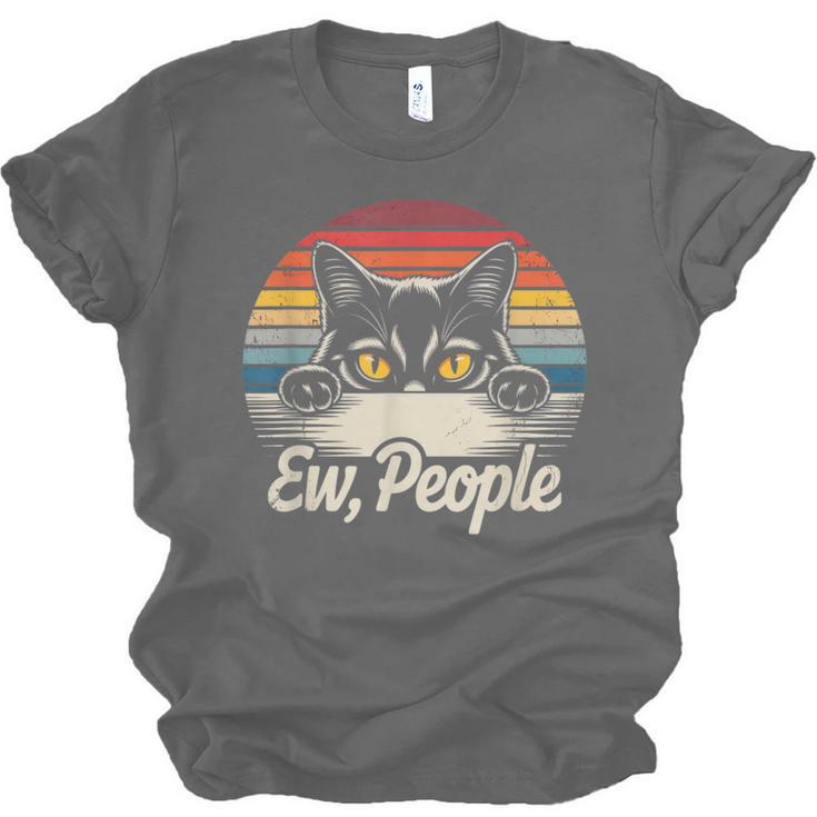 Ew People Retro Cat Vintage Anti Social Introvert Unisex Jersey T-Shirt