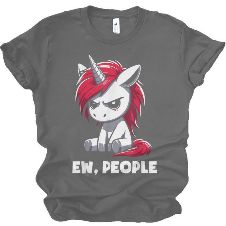 Ew People Unicorn Sarcastic Humor Introvert Unisex Jersey T-Shirt