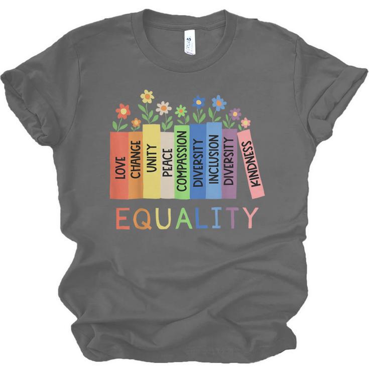 Floral Book Equality Human Rights Social Justice Peace Love Unisex Jersey T-Shirt