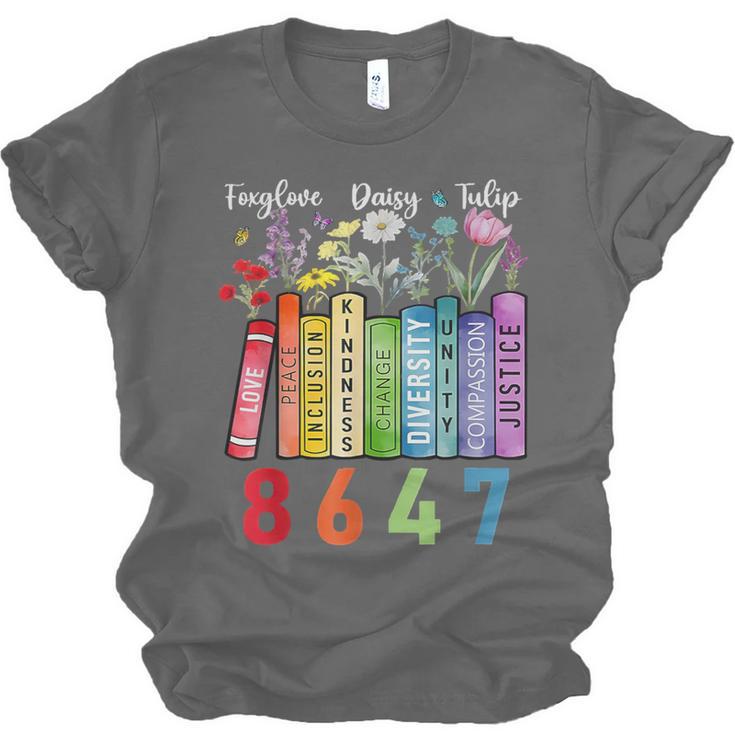 Floral Foxglove Daisy Tulip 8647 Books Lover Blooming Flower Unisex Jersey T-Shirt