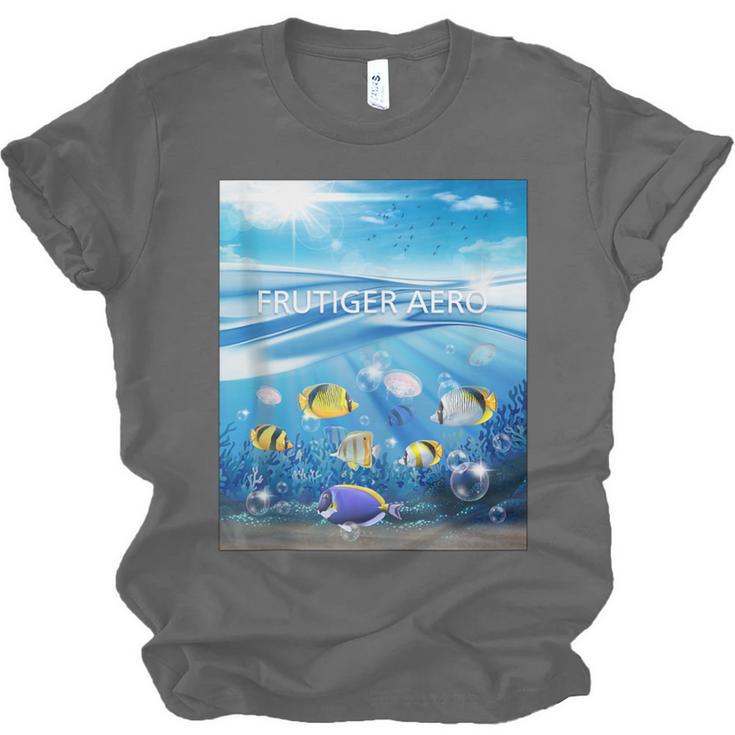 Frutiger Aero Aesthetic Tech Ocean Underwater Fishes Unisex Jersey T-Shirt