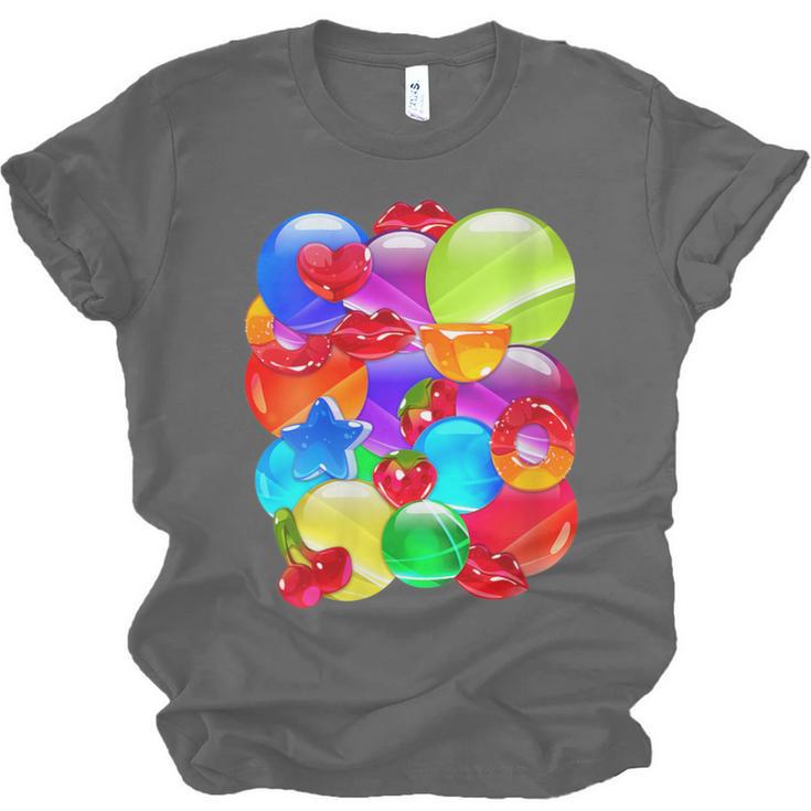 Frutiger Aero Aesthetic Tech Orb Pattern Heart Cherry Lips Unisex Jersey T-Shirt Frutiger Aero Aesthetic Tech Orb Pattern Heart Cherry Lips Unisex Jersey T-Shirt