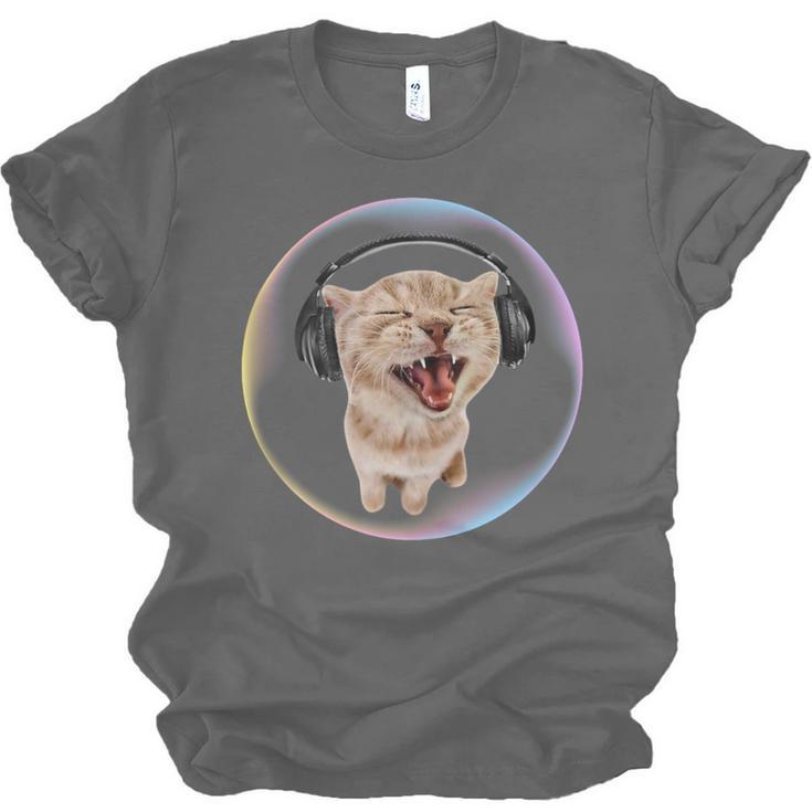 Frutiger Aero Cat Wearing Headphones Bubble 2000s Gen-Z Meme Unisex Jersey T-Shirt Frutiger Aero Cat Wearing Headphones Bubble 2000s Gen-Z Meme Unisex Jersey T-Shirt