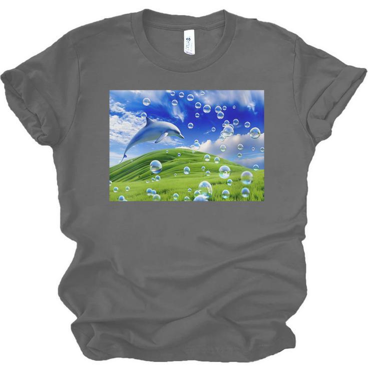 Frutiger Aero Dolphin Meadow Aesthetic Y2k 2000s Ironic Unisex Jersey T-Shirt