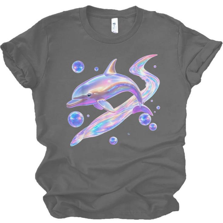 Frutiger Aero Y2K Chrome Dolphin Unisex Jersey T-Shirt