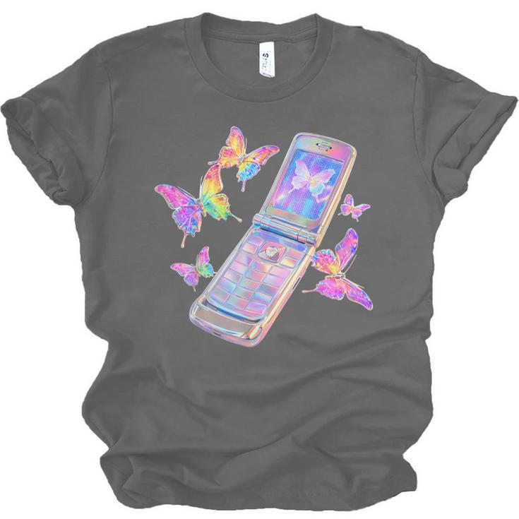 Frutiger Aero Y2K Chrome Phone Butterfly Unisex Jersey T-Shirt Frutiger Aero Y2K Chrome Phone Butterfly Unisex Jersey T-Shirt