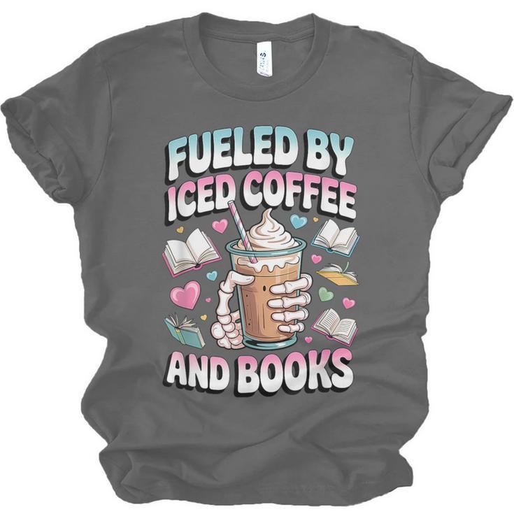 Fueled By Iced Coffee And Books Book Lover Retro Unisex Jersey T-Shirt