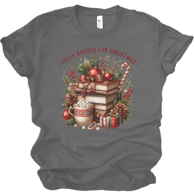 Fully Booked For Christmas Cozy Holiday Books Winter Reading Unisex Jersey T-Shirt Fully Booked For Christmas Cozy Holiday Books Winter Reading Unisex Jersey T-Shirt