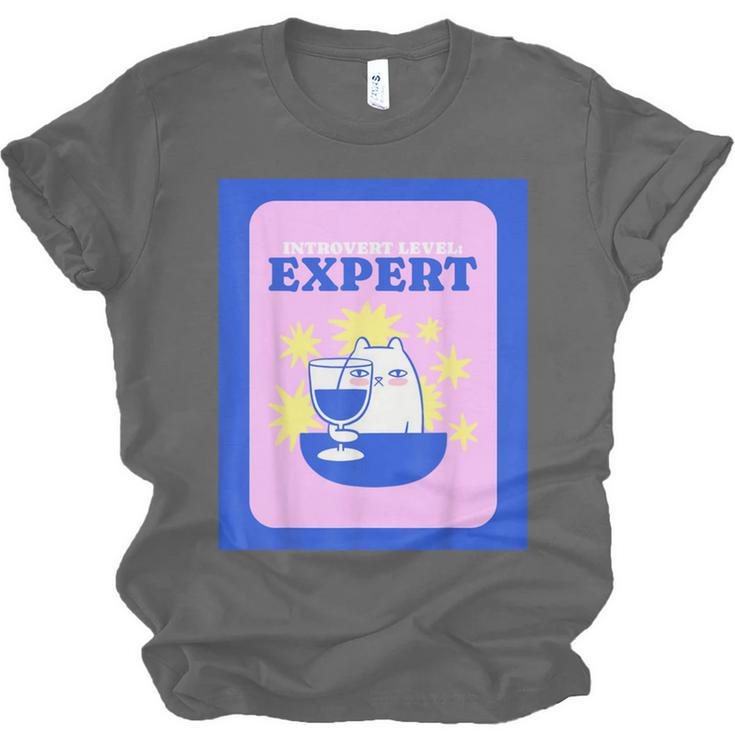 Fun Cute Introvert Cat Character With Wine Unisex Jersey T-Shirt Fun Cute Introvert Cat Character With Wine Unisex Jersey T-Shirt
