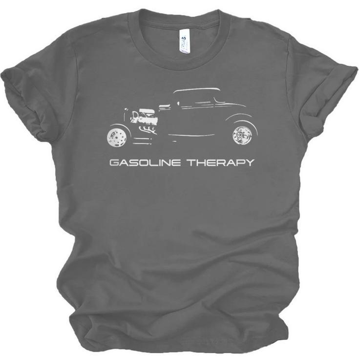 Gasoline Therapy Automotive Nostalgia Vintage Hotrod Car Unisex Jersey T-Shirt