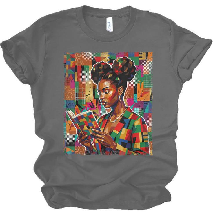 Geometric History Educated Women Reading Book Melanin Unisex Jersey T-Shirt