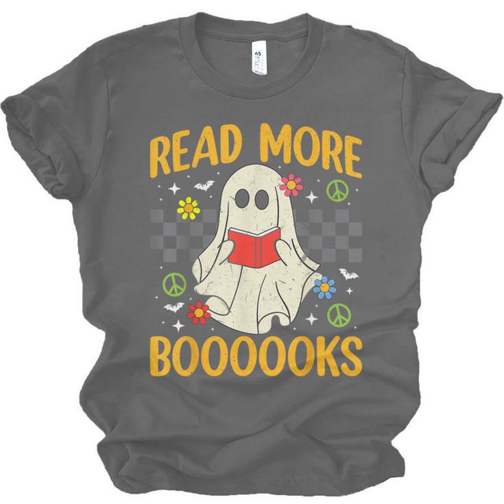 Ghost Reading Books Teacher Student Halloween Read More Book Unisex Jersey T-Shirt