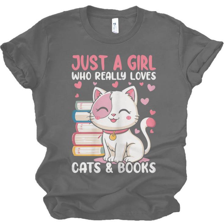 Girl Who Loves Cats And Books Cute Unisex Jersey T-Shirt