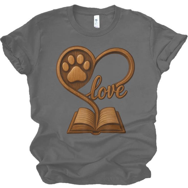 Girl Who Loves Dogs & Books Heart Dog Lover Reader Reeding Unisex Jersey T-Shirt
