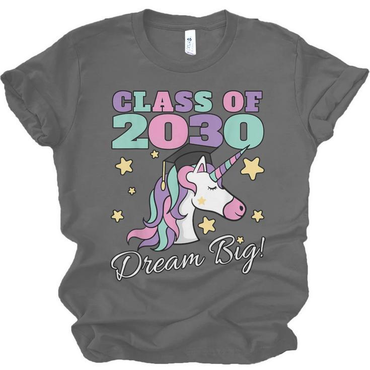 Girls Class Of 2030 Magical Unicorn Graduation Cap Unisex Jersey T-Shirt