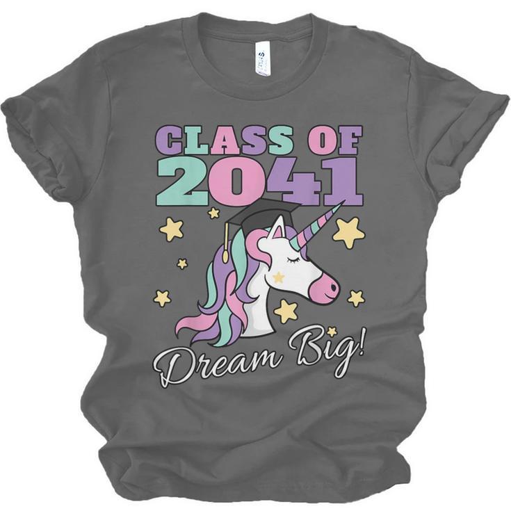 Girls Class Of 2041 Magical Unicorn Graduation Cap Unisex Jersey T-Shirt
