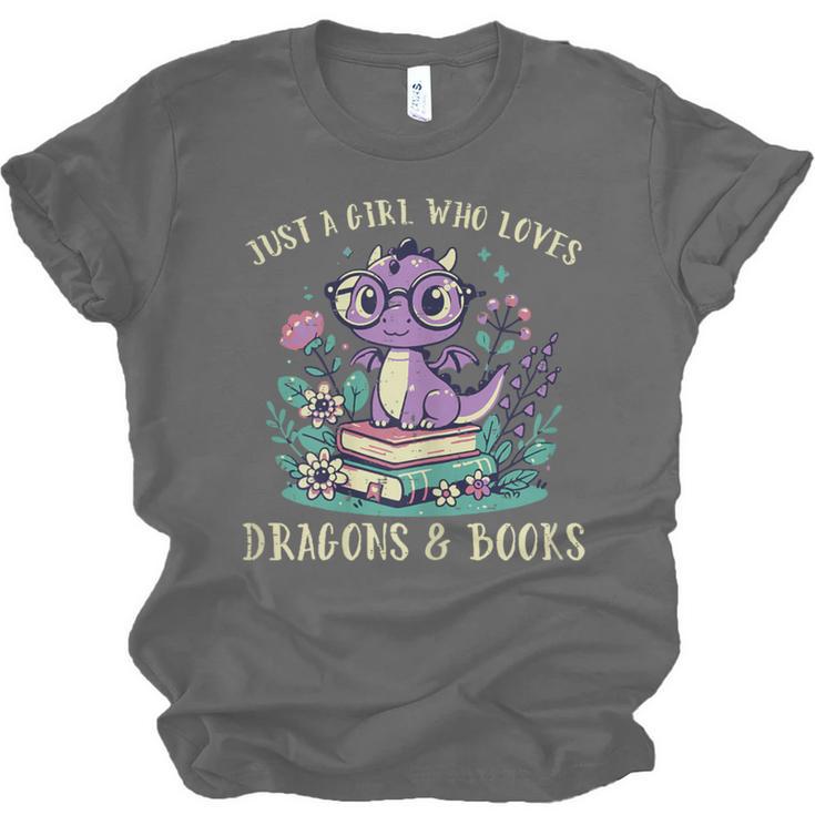 Girls Loves Dragon Books Fantasy Girls Kids Toddler Women Unisex Jersey T-Shirt