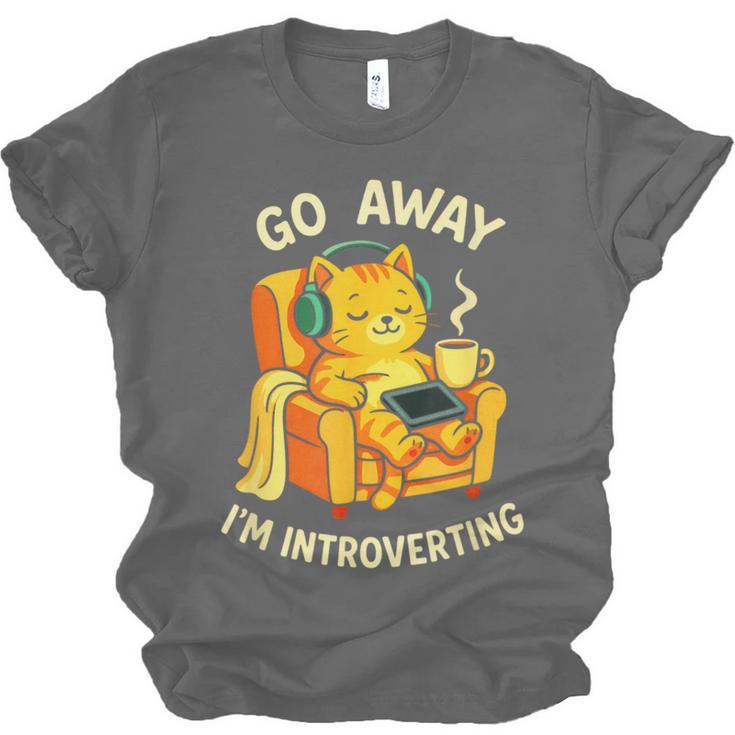 Go Away I'm Introverting Cat Coffee Headphones Unisex Jersey T-Shirt Go Away I'm Introverting Cat Coffee Headphones Unisex Jersey T-Shirt