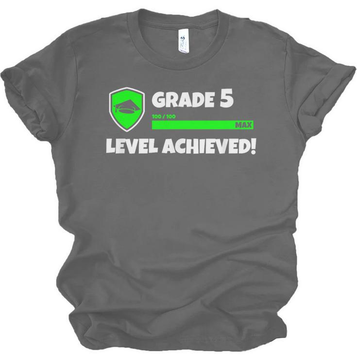 Grade 5 Level Achieved Video Gamer 5th Grade Graduation Unisex Jersey T-Shirt
